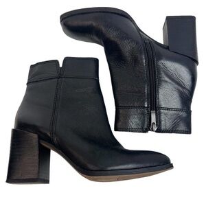 Franco Sarto “Generous” Black Leather Ankle Booties women size 10
